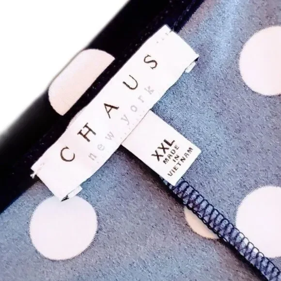 Chaus Women Oversized Blouse 3/4 Bell Sleeves Blue White Dots XXL - Picture 7 of 8